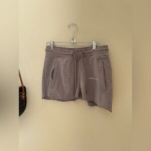 ALPHALETE Heathered Brown Drawstring Cut Off Shorts, Size Small